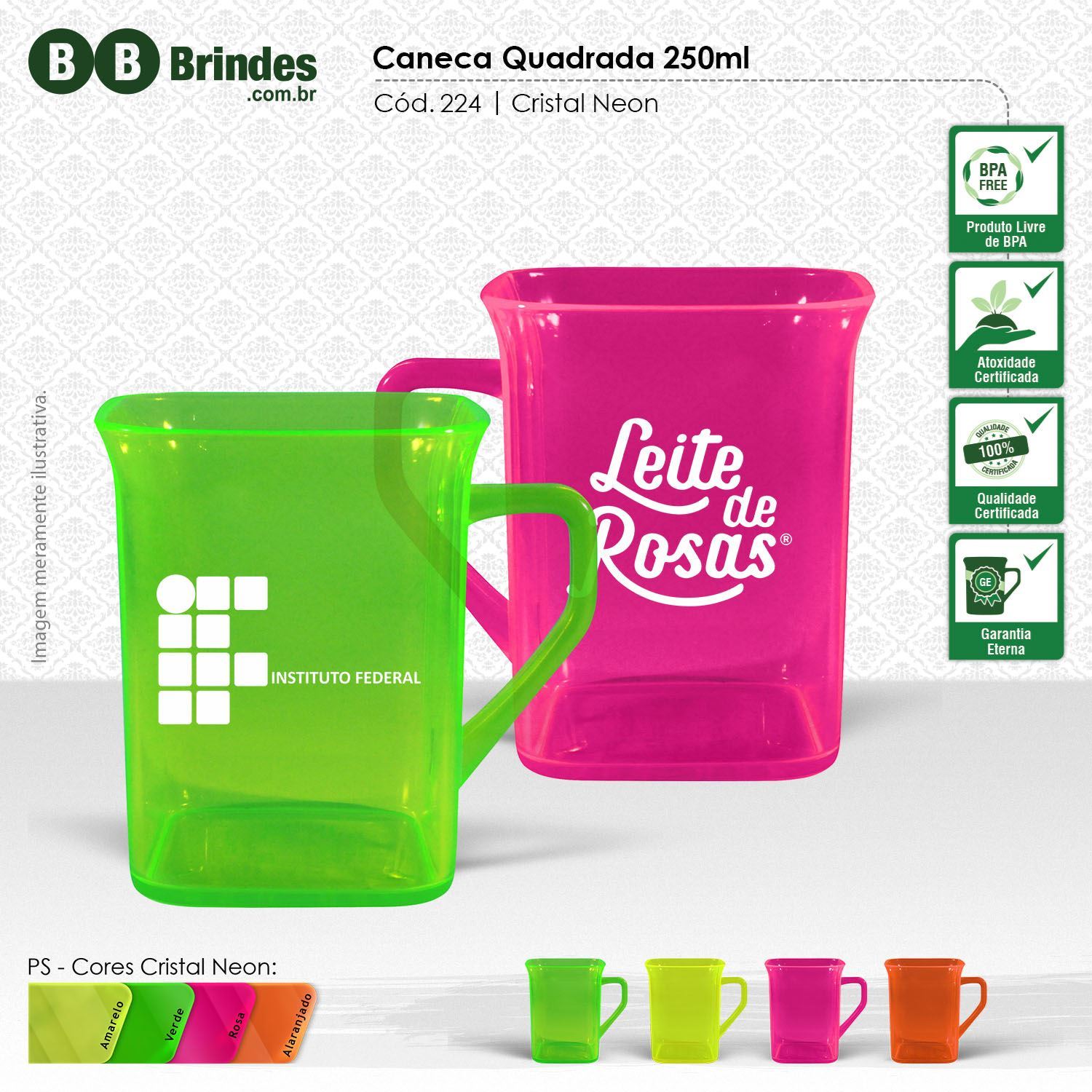 Imagem de Caneca Cristal quadrada 250ml