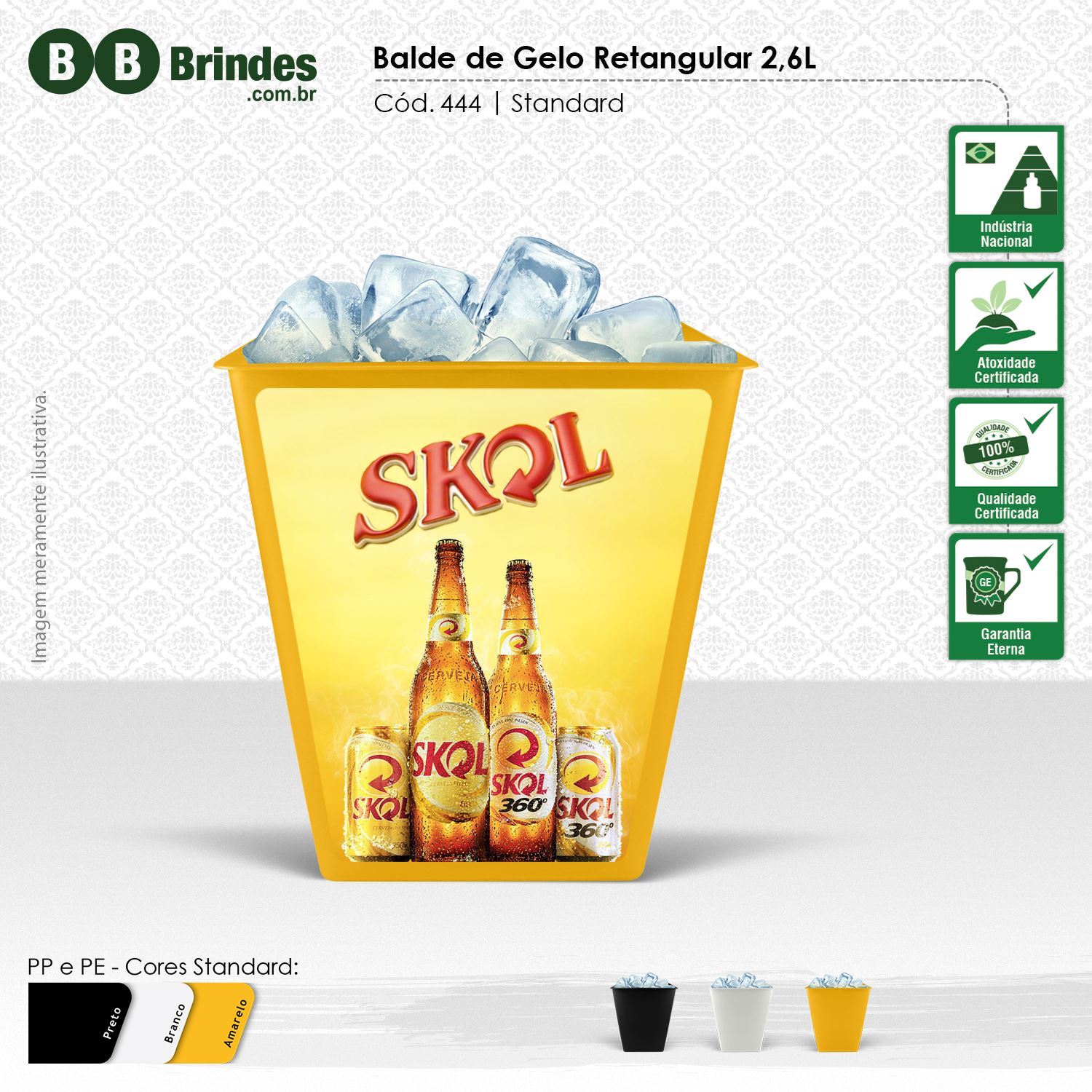 Imagem de Balde de Gelo Retangular 2,6L