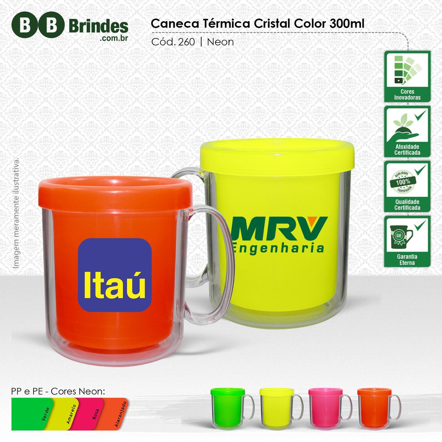 Imagem de Caneca Térmica Cristal Color 300mL