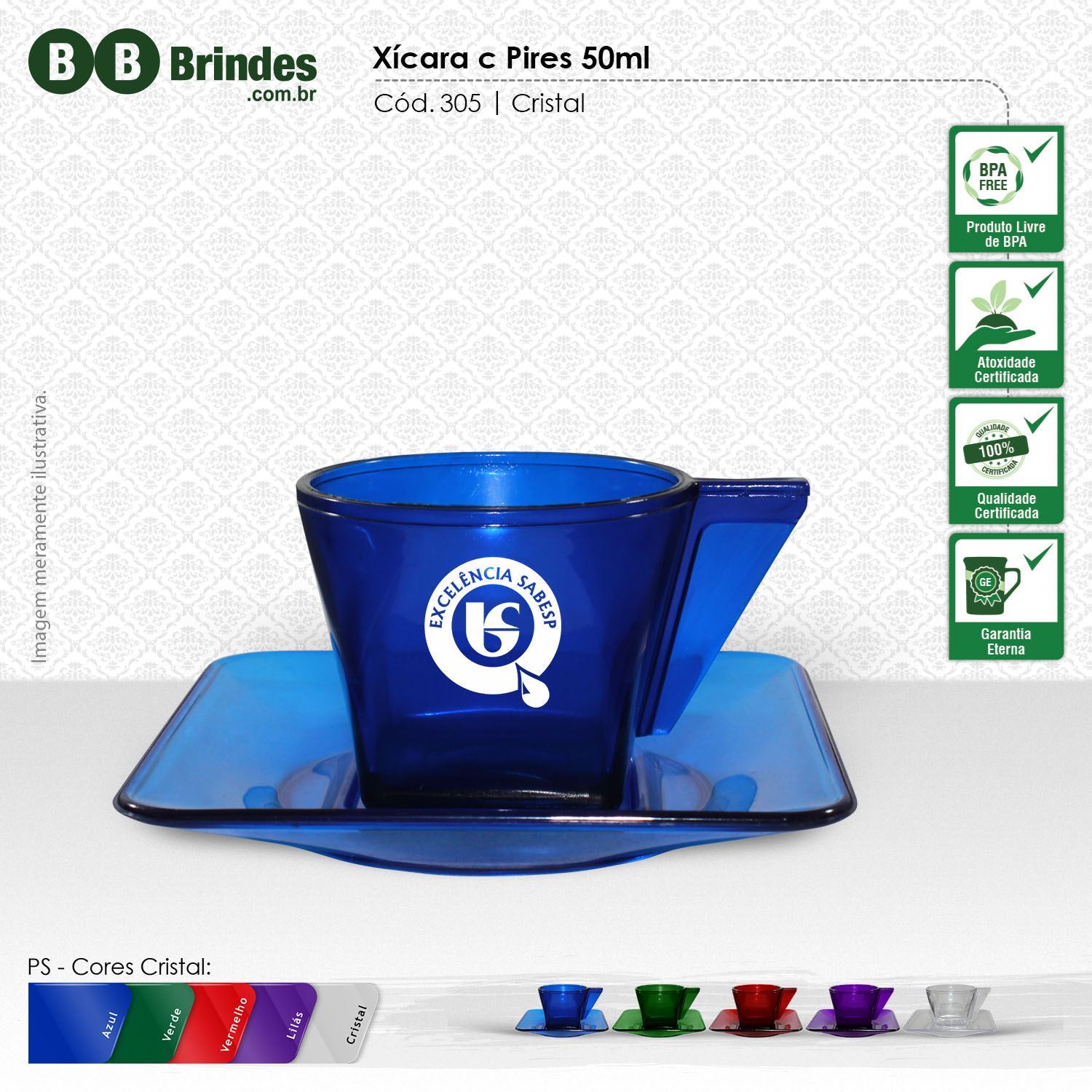 Imagem de Conjunto Xícara e Pires 50 mL - PS CRISTAL