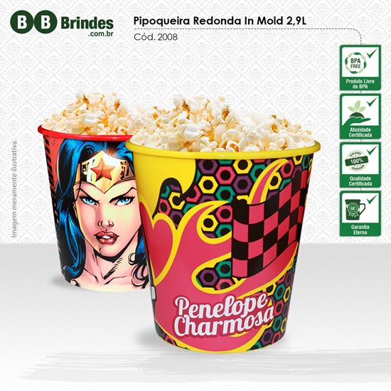 Imagem de Pipoqueira redonda In mold label, 2,9L