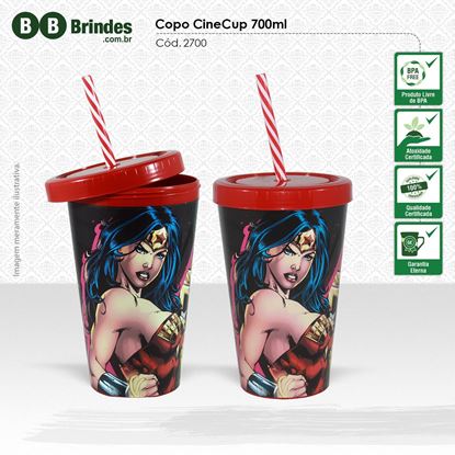 Imagem de Copo PP in Mold Label 700mL, com tampa rosqueável e canudo