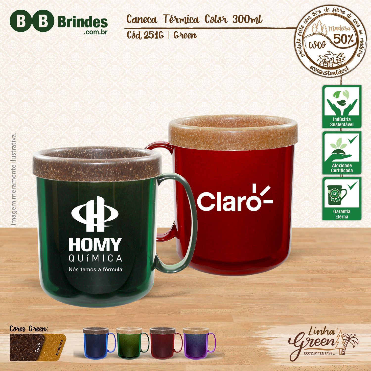 Imagem de Caneca Térmica Color 300mL - Linha Green