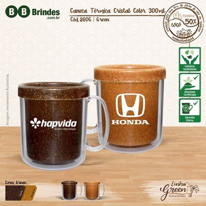 Imagem de Caneca Térmica Cristal Color 300mL - Linha Green