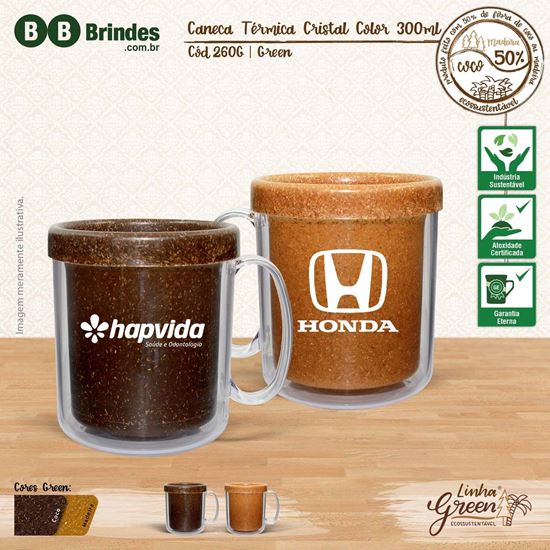 Imagem de Caneca Térmica Cristal Color 300mL - Linha Green