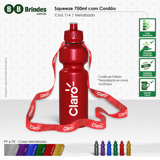 Imagem de Squeeze 750ml com Cordão